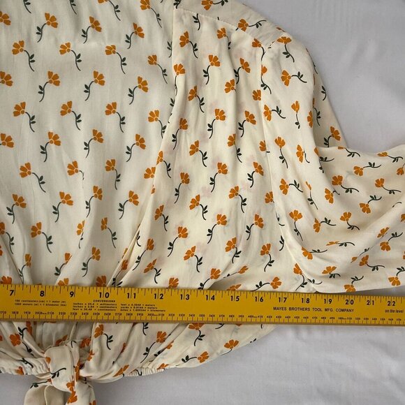 Faithfull The Brand Tie Waist‎ La Guardia Crop Top Marje Orange Floral Womens 4 - Picture 12 of 16